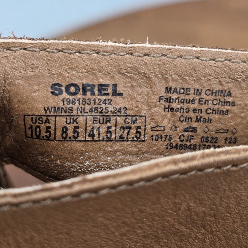 Sorel Cameron Sandals Womens 10.5 Brown Leather Lace Up Wedge Platform Shoes - Picture 8 of 8